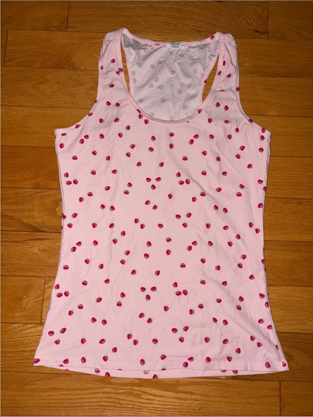 Ardene Pink Tank Top with Red Strawberry Print L